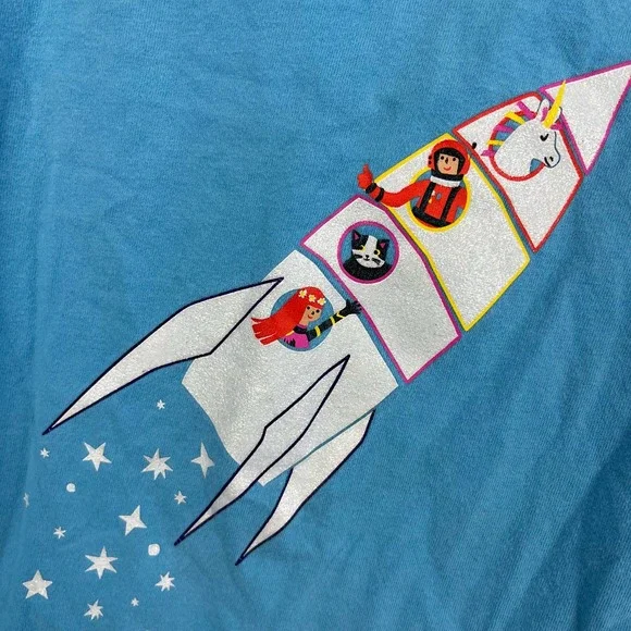 Hanna Andersson Blue Rocket Ship Tee 120 cm 6-7 - Picture 2 of 5